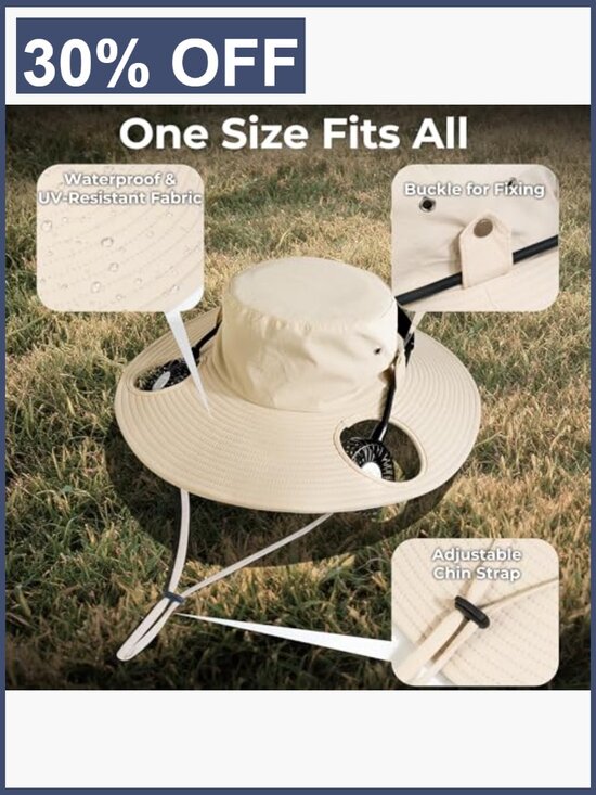 Bucket Hat with Built-in Fan, Cooling Hat for Fishing Hiking Camping, UPF 50+